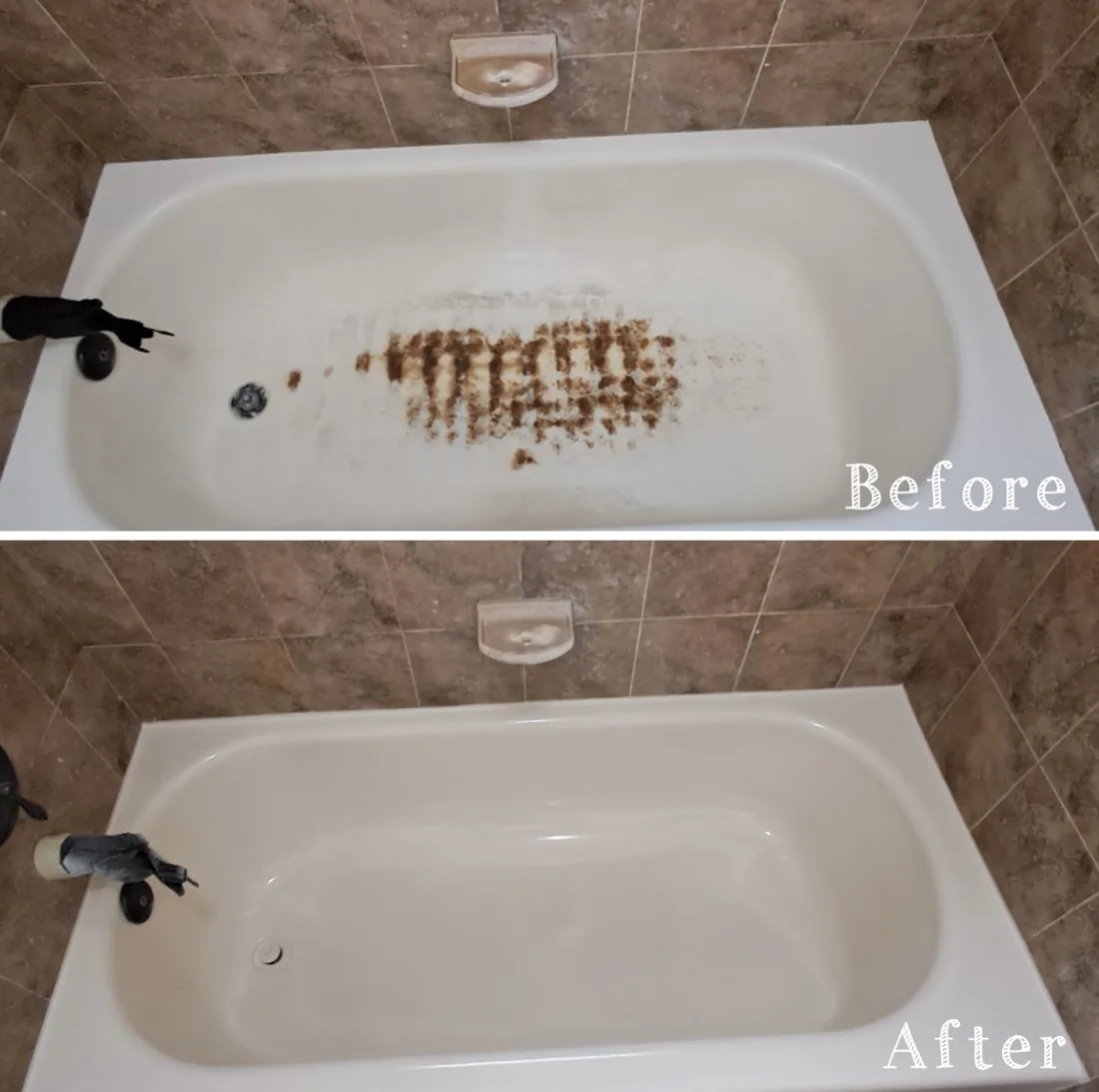 Bathtub reglaze — before and after refinishing