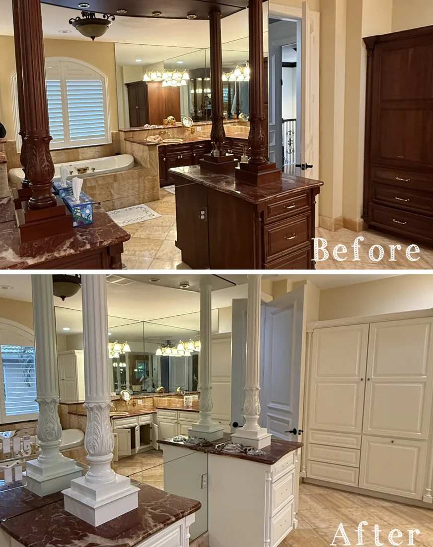 Bathroom vanity — before and after refinishing