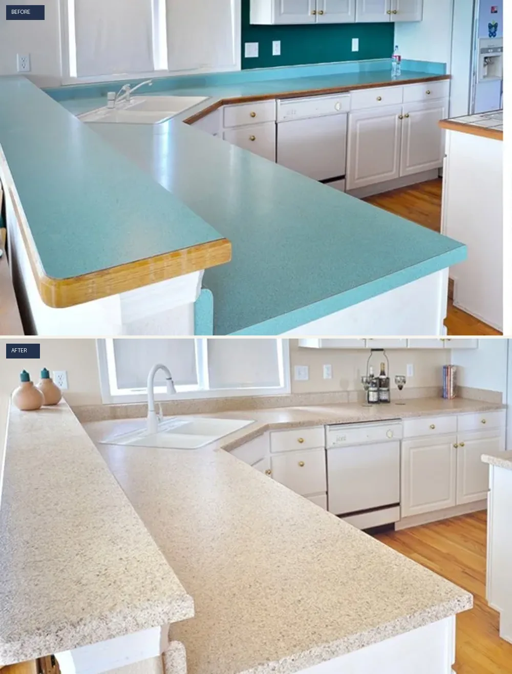 Countertop refinish — before and after