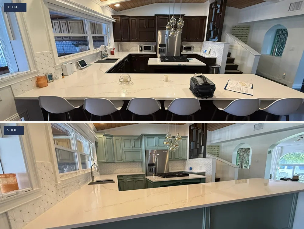 Countertop refinish — before and after