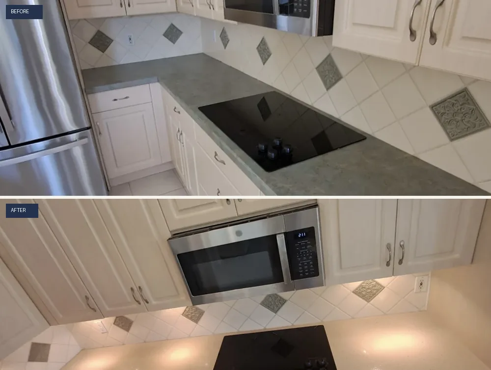 Countertop refinish — before and after