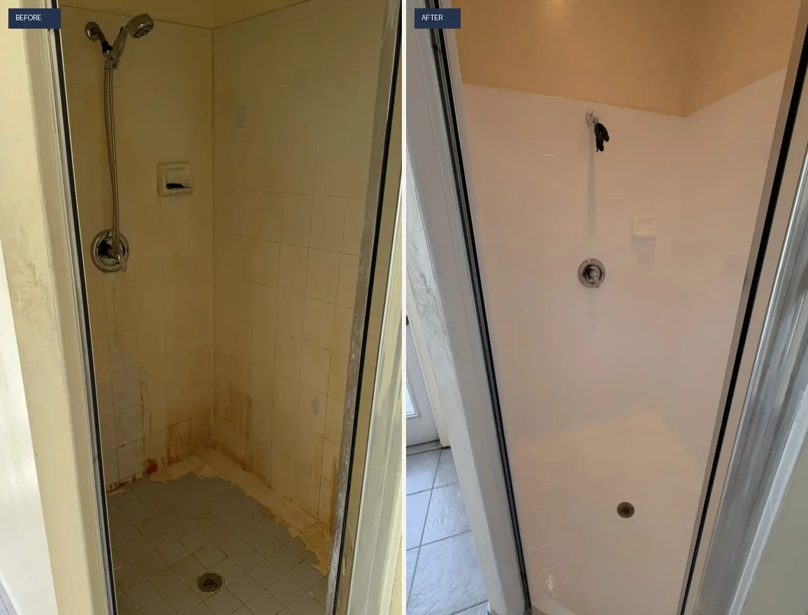 Shower refinish — before and after