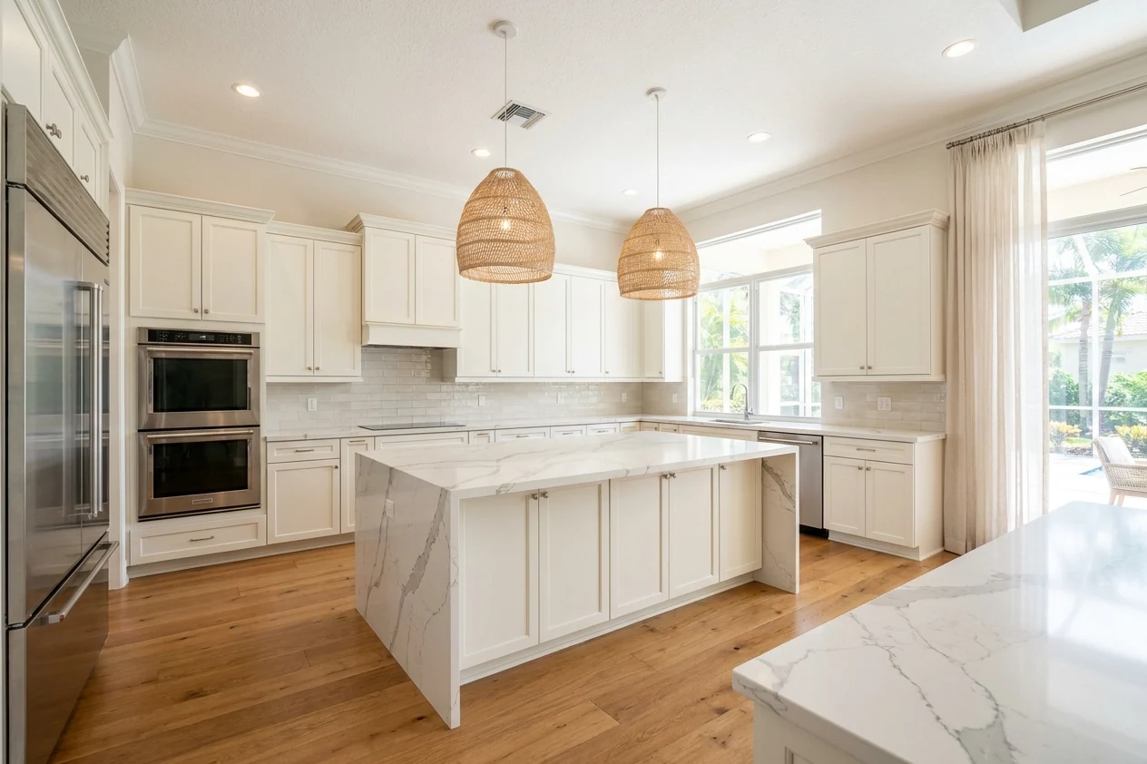 Kitchen cabinets after refinishing