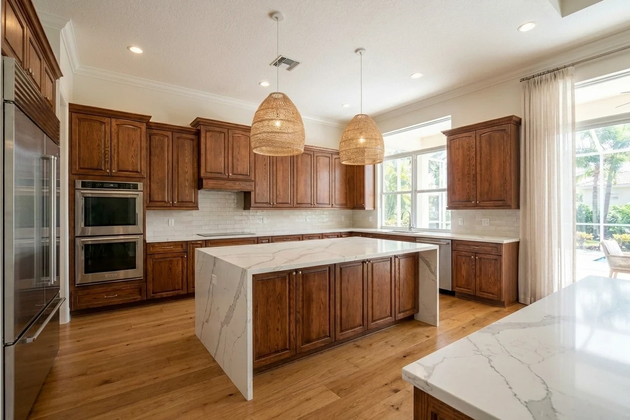 Kitchen cabinets before refinishing
