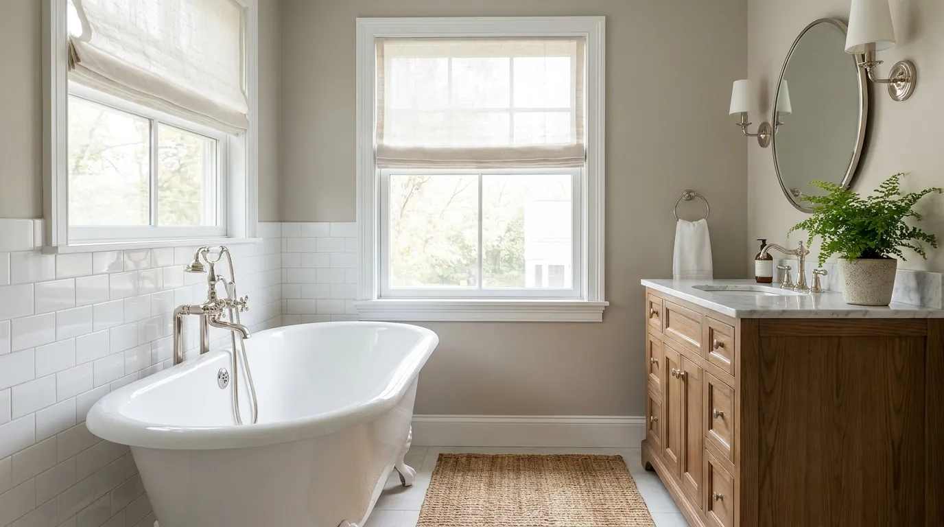 Freshly reglazed bathtub in a bright Jupiter bathroom
