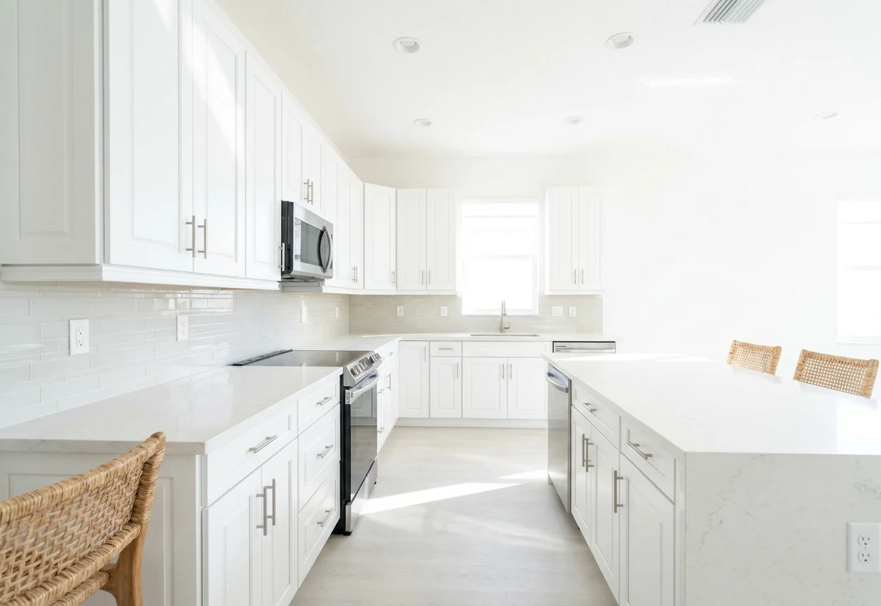 Kitchen cabinets after refinishing