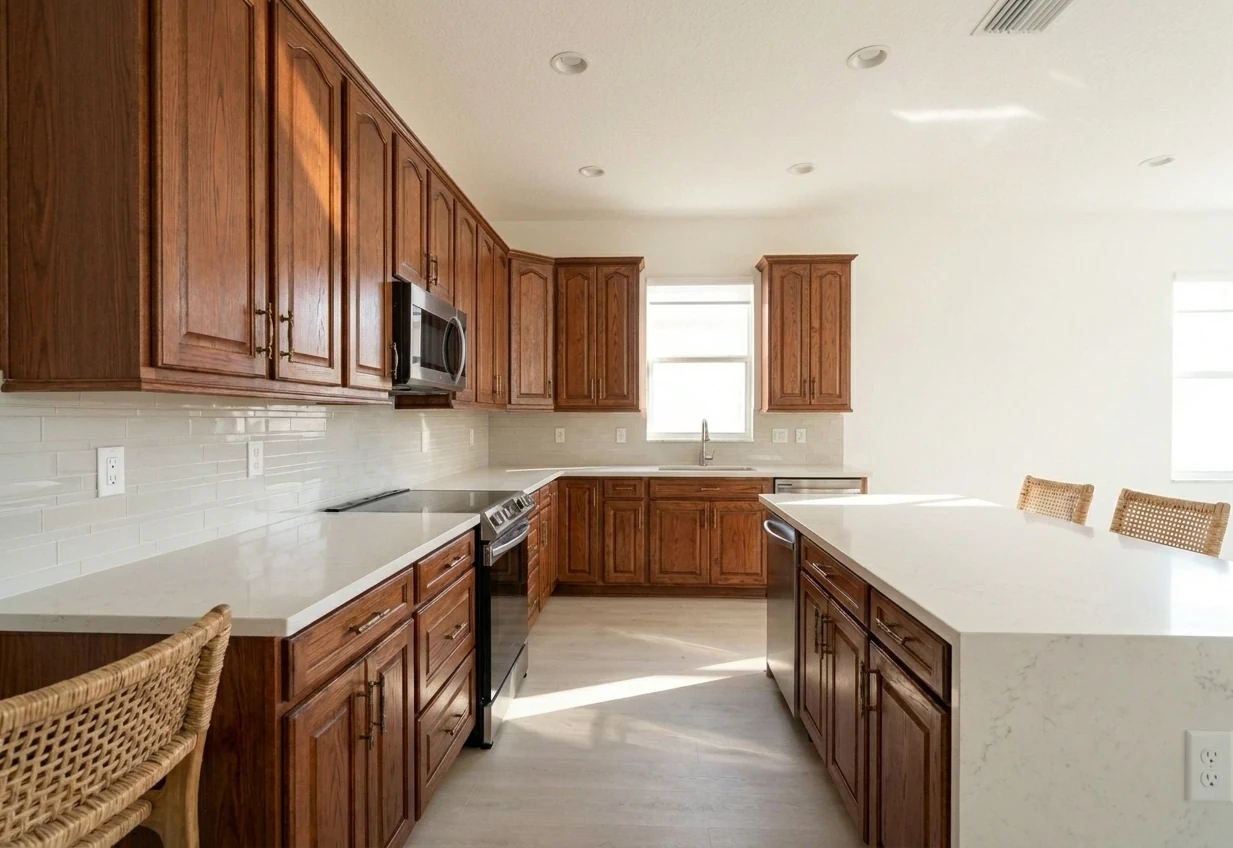 Kitchen cabinets before refinishing