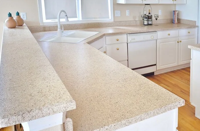 Countertop after refinishing — solid-color finish